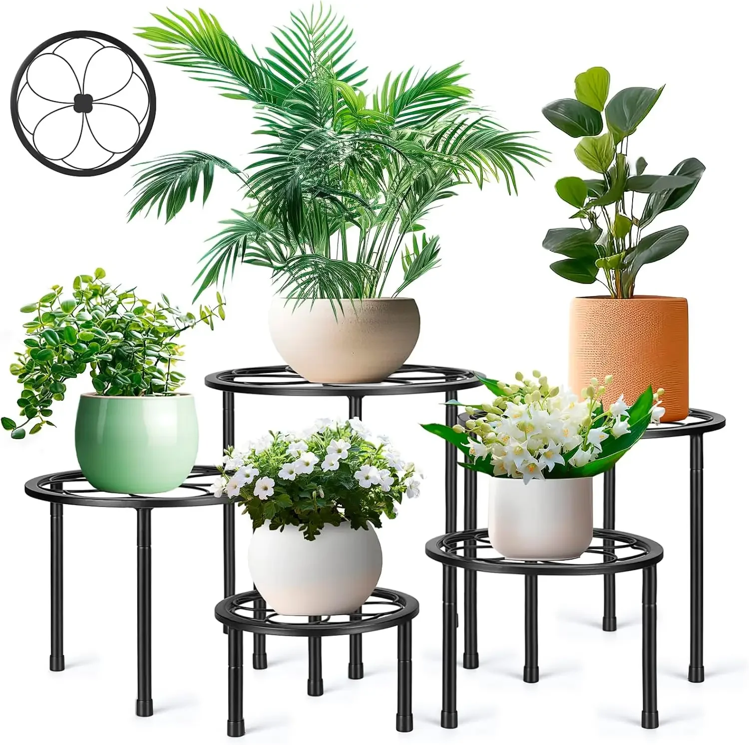 Bonsai Garden Display Stands - 5-delige metalen plantenstandaardset, stevige ijzeren bloempot