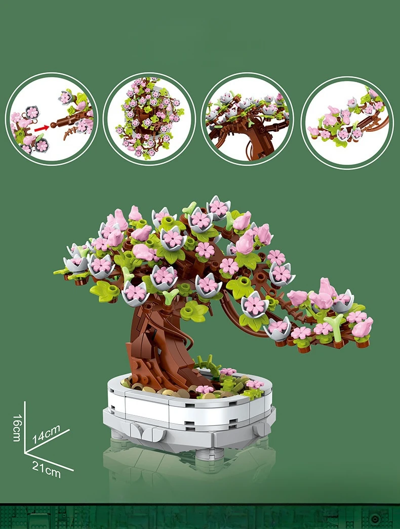 462PCS Kersenbloesem Bonsai Bo - Bonsai Garden Lego recensie en prijs